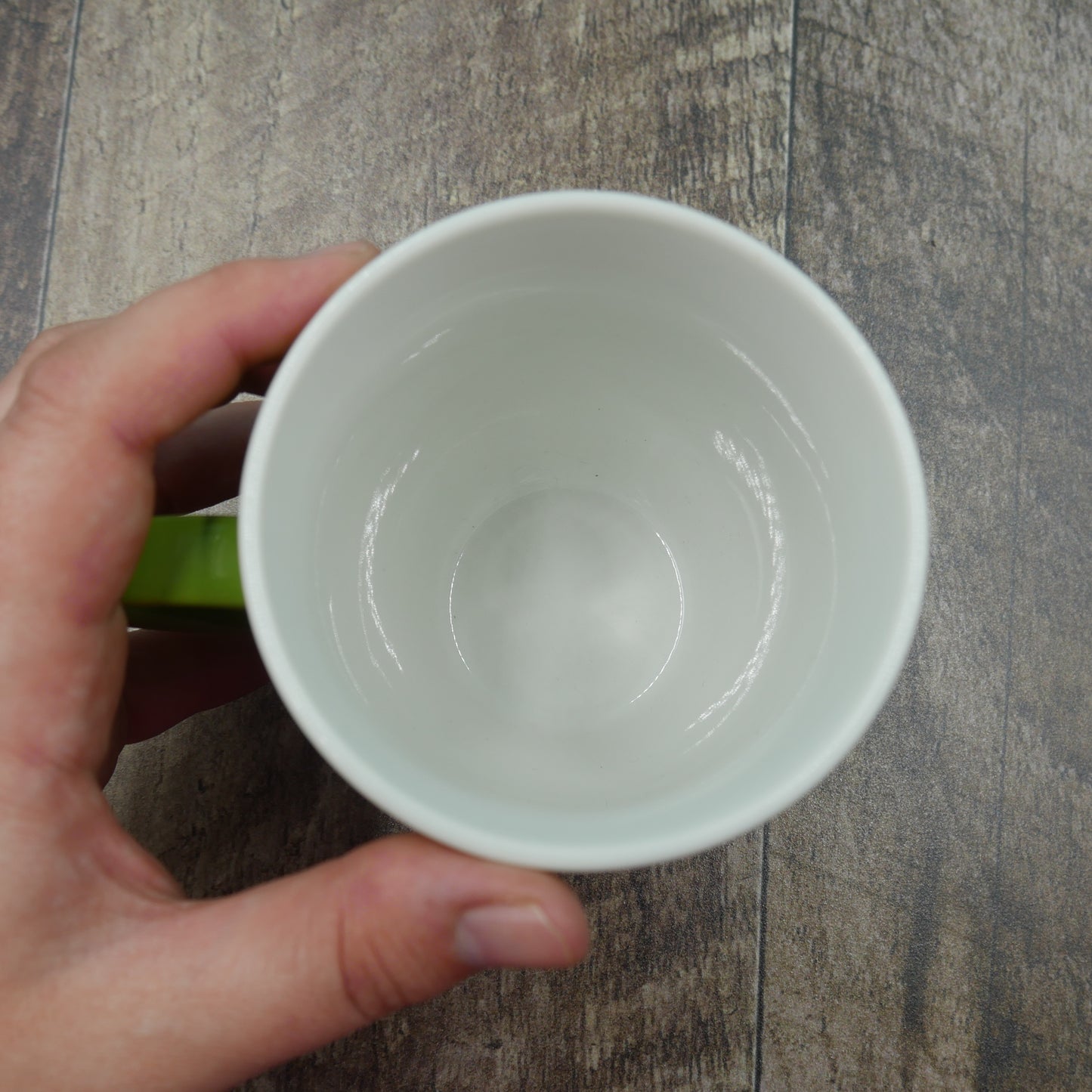 Tasse verte papillon lune avec fleurs et croissant de lune peint à la main