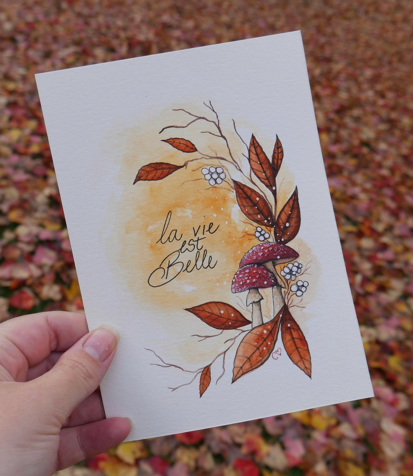 Affiche originale 5x7 Douceur d'automne peint à l'aquarelle