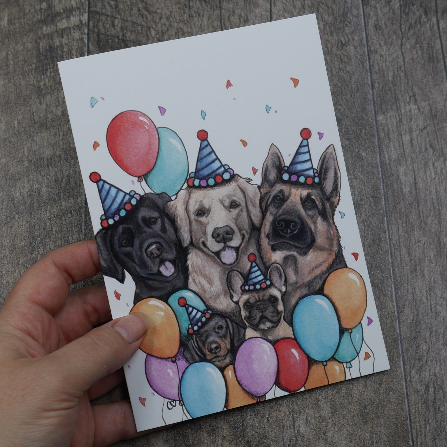 Carte de vœux chiens festifs