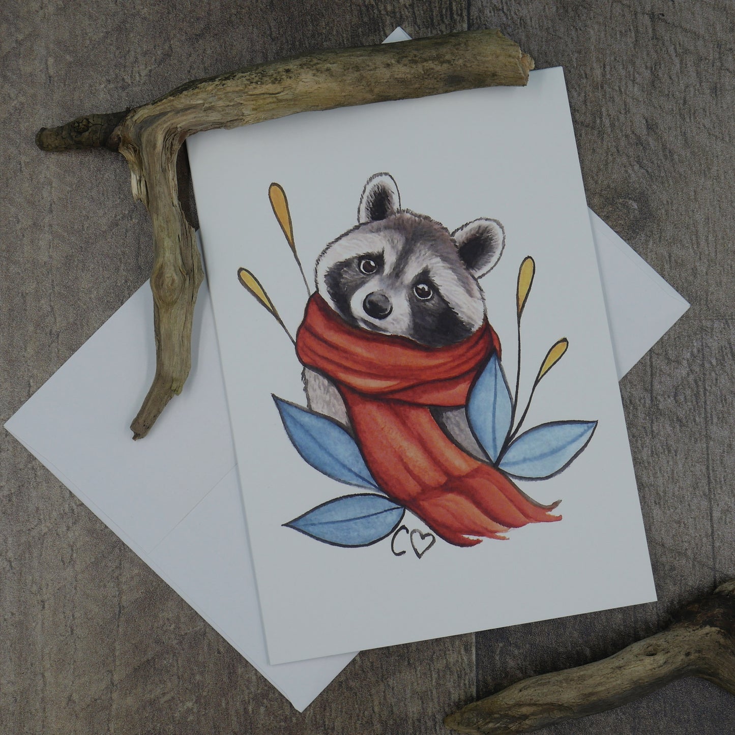 trio de cartes de souhaits, raton laveur, lapins et cardinal