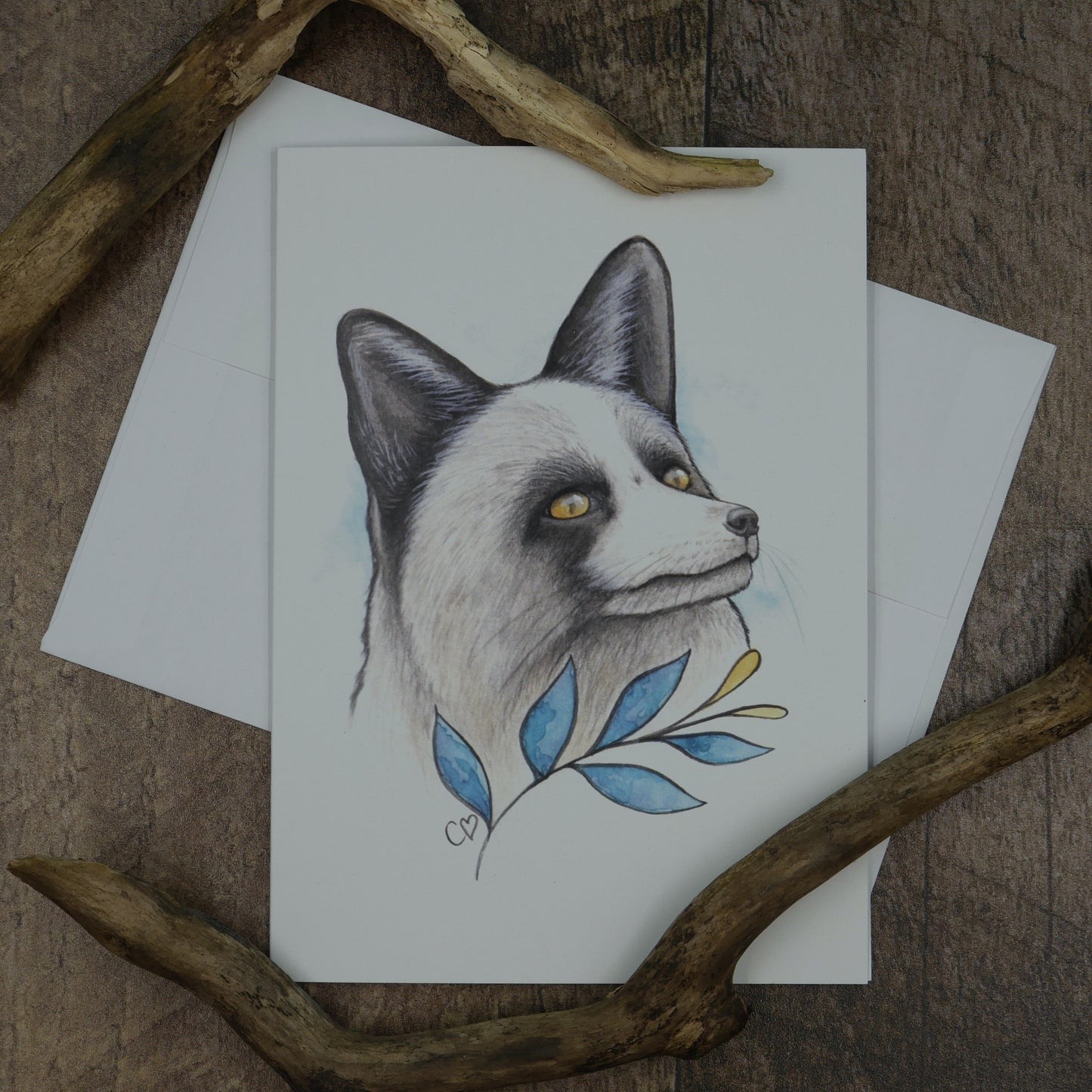 Quatuor de cartes animaux du refuge Lobadanaki peints à l'aquarelle, pour chaque ensemble vendu, 10$ iront au refuge