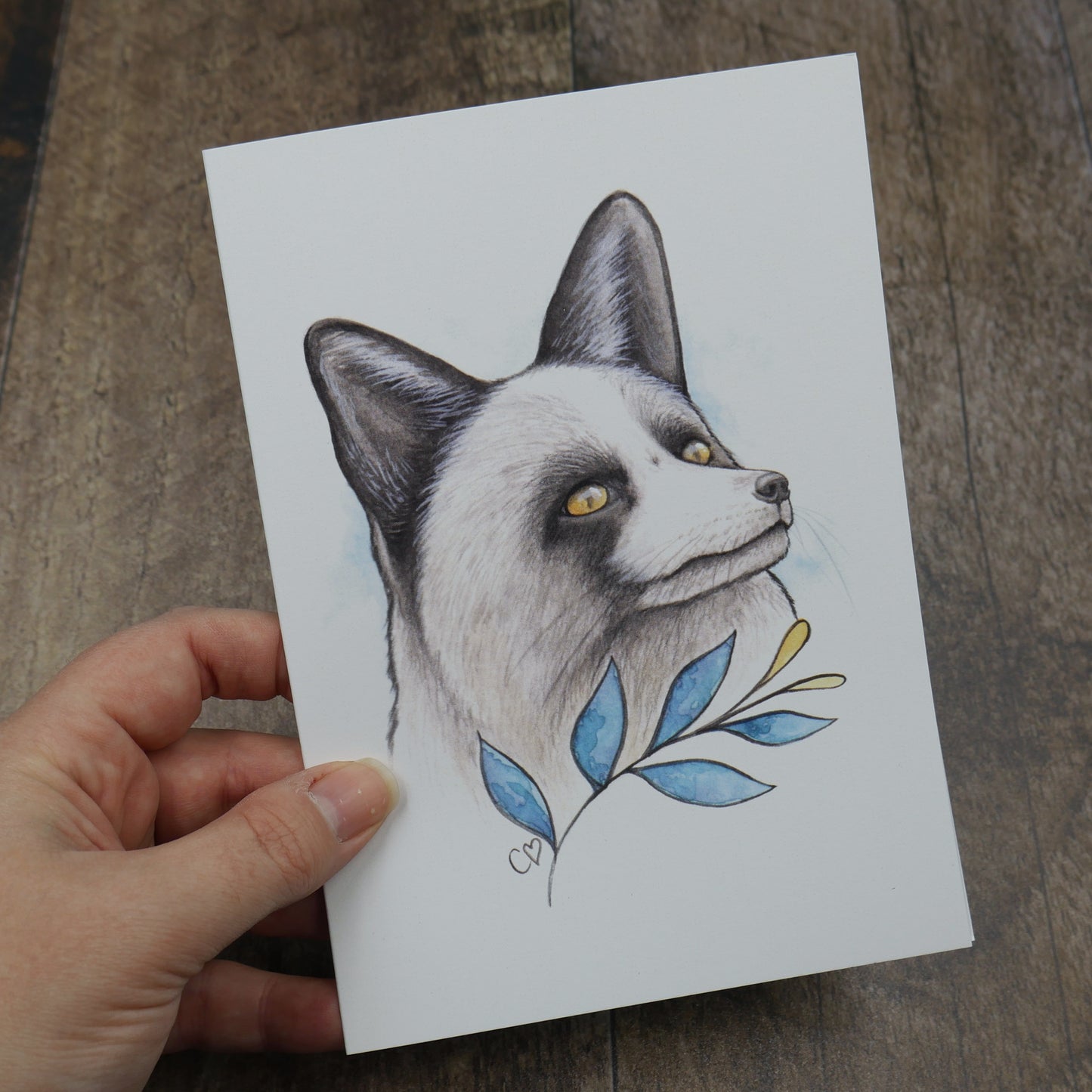 Quatuor de cartes animaux du refuge Lobadanaki peints à l'aquarelle, pour chaque ensemble vendu, 10$ iront au refuge