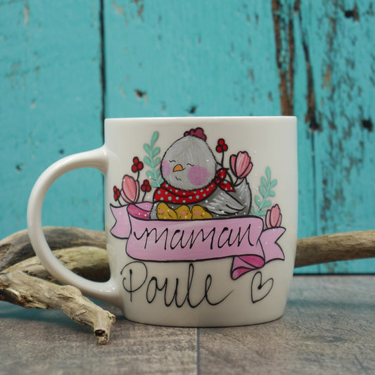 tasse blanche maman poule