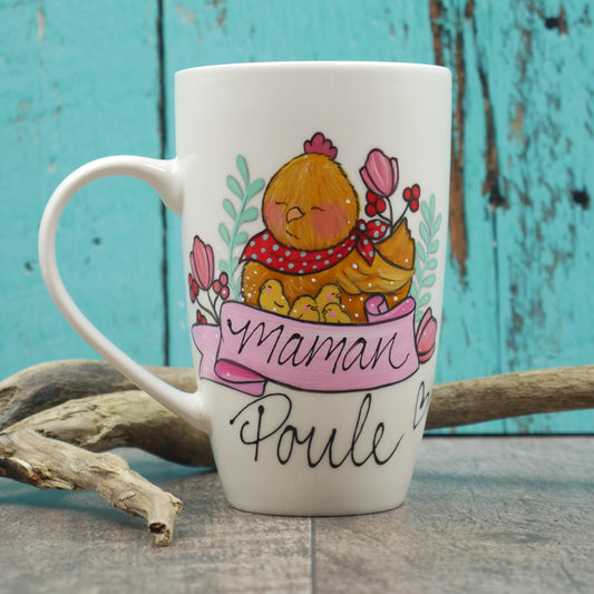 tasse blanche maman poule