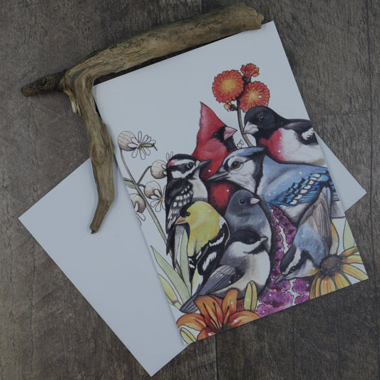 Carte de vœux oiseaux de mon jardin