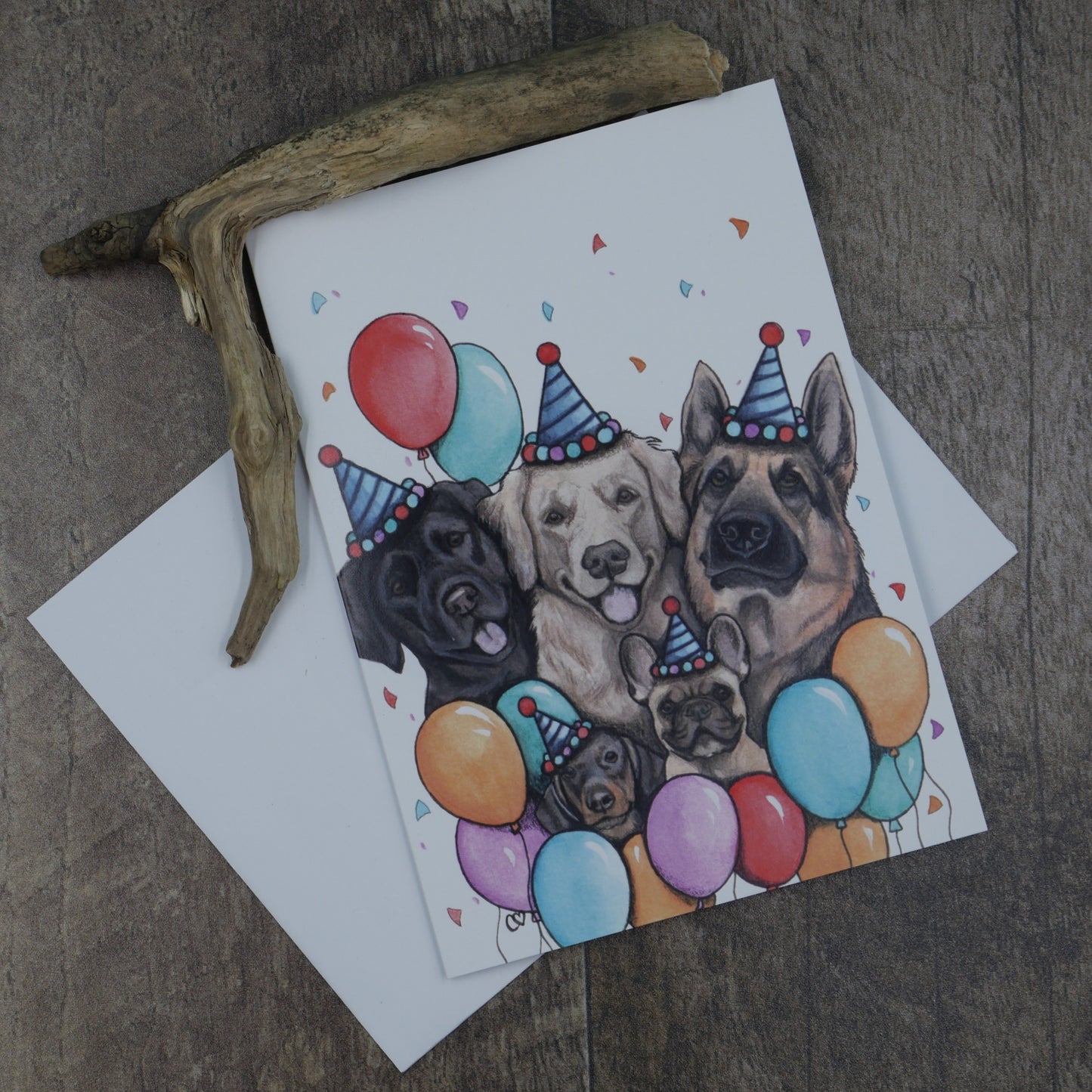 Carte de vœux chiens festifs