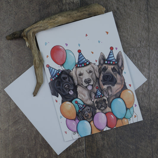 Carte de vœux chiens festifs