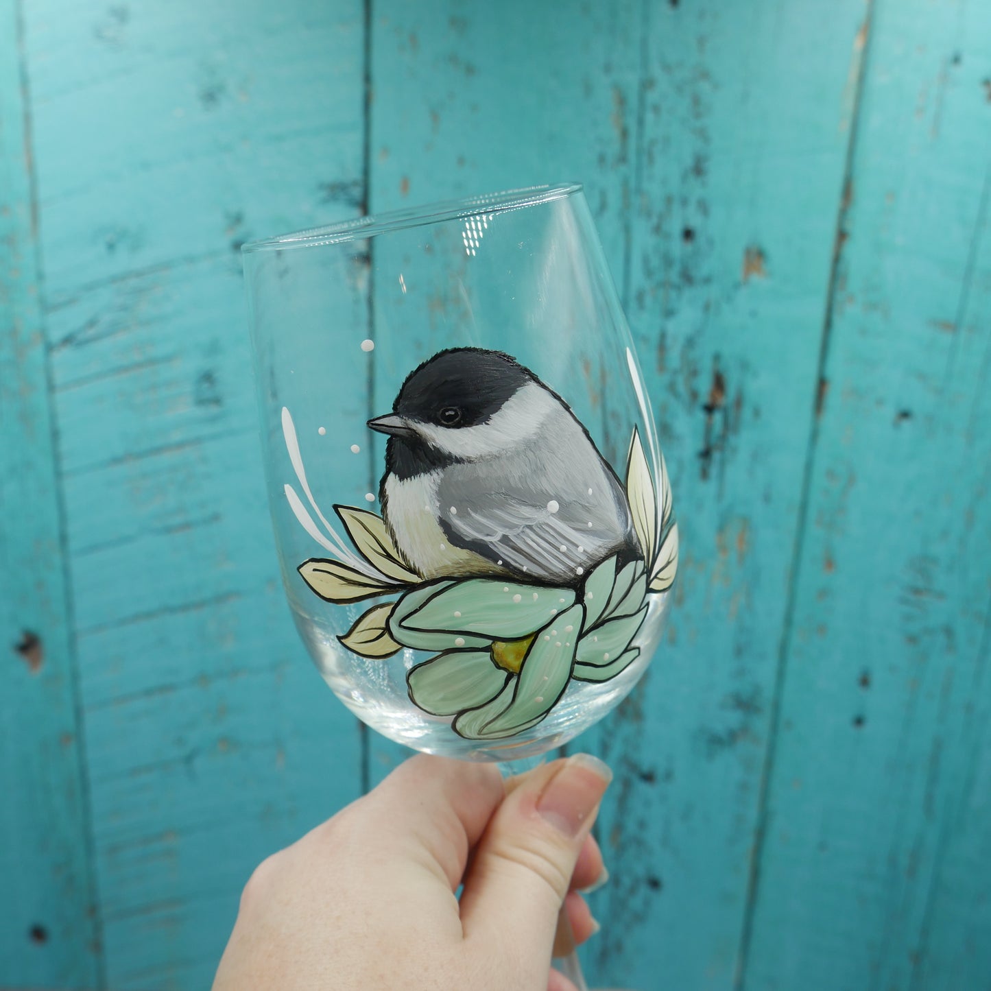 Coupe à vin mésange à tête noire