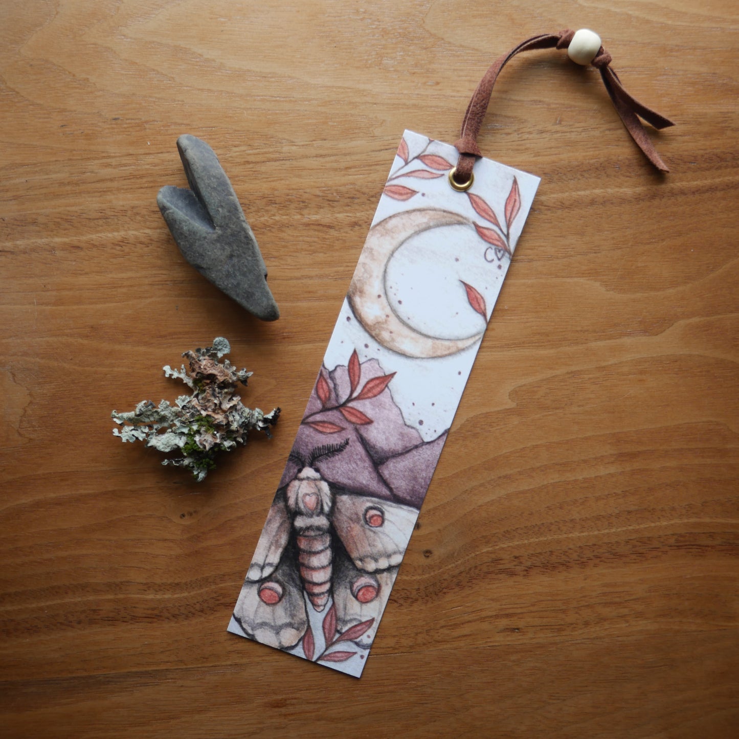 Marque-page papillon de nuit et lune