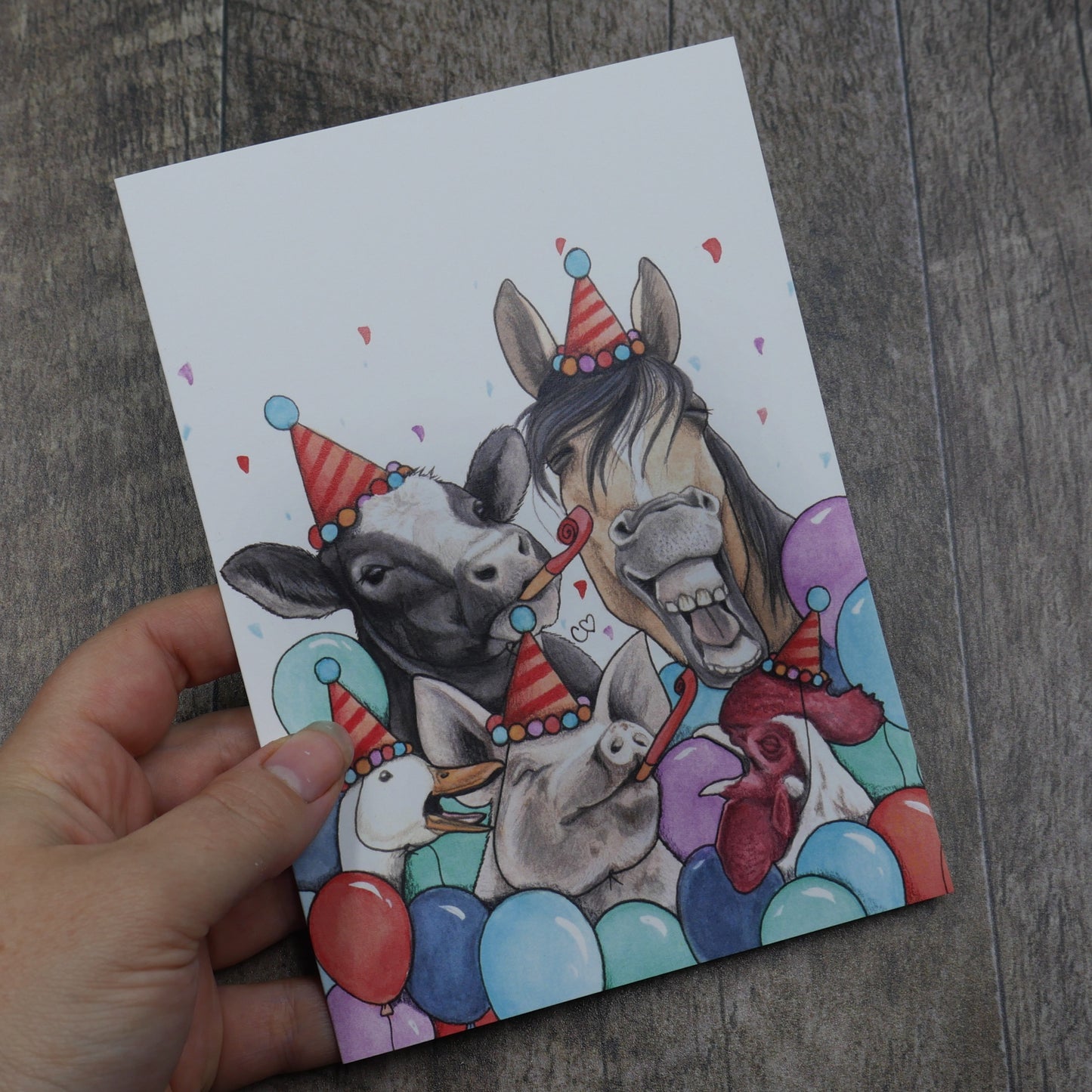 Carte de vœux animaux de la ferme festifs
