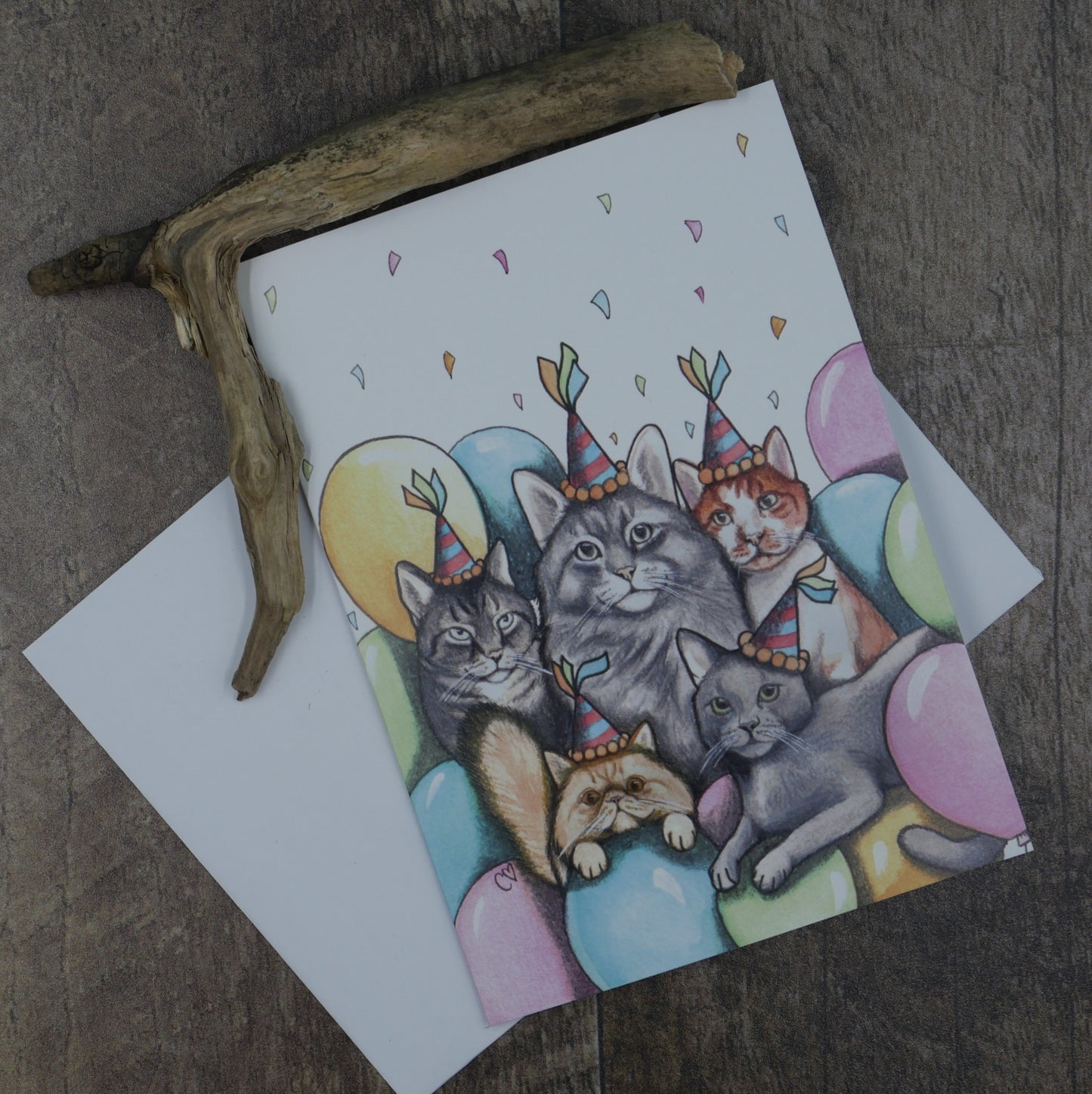 Carte de vœux chats festifs