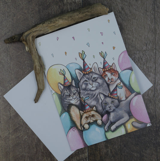 Carte de vœux chats festifs