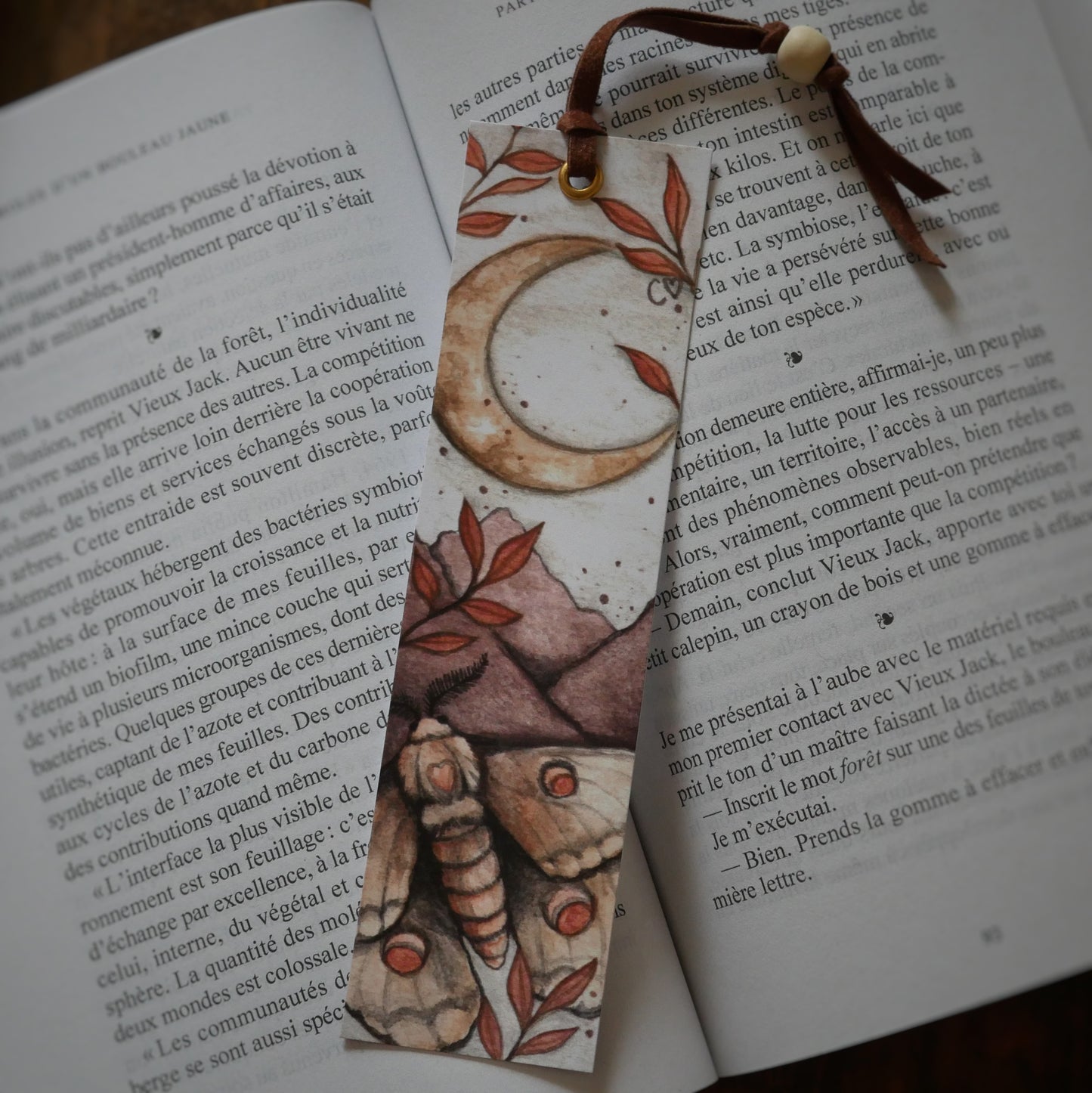 Marque-page papillon de nuit et lune