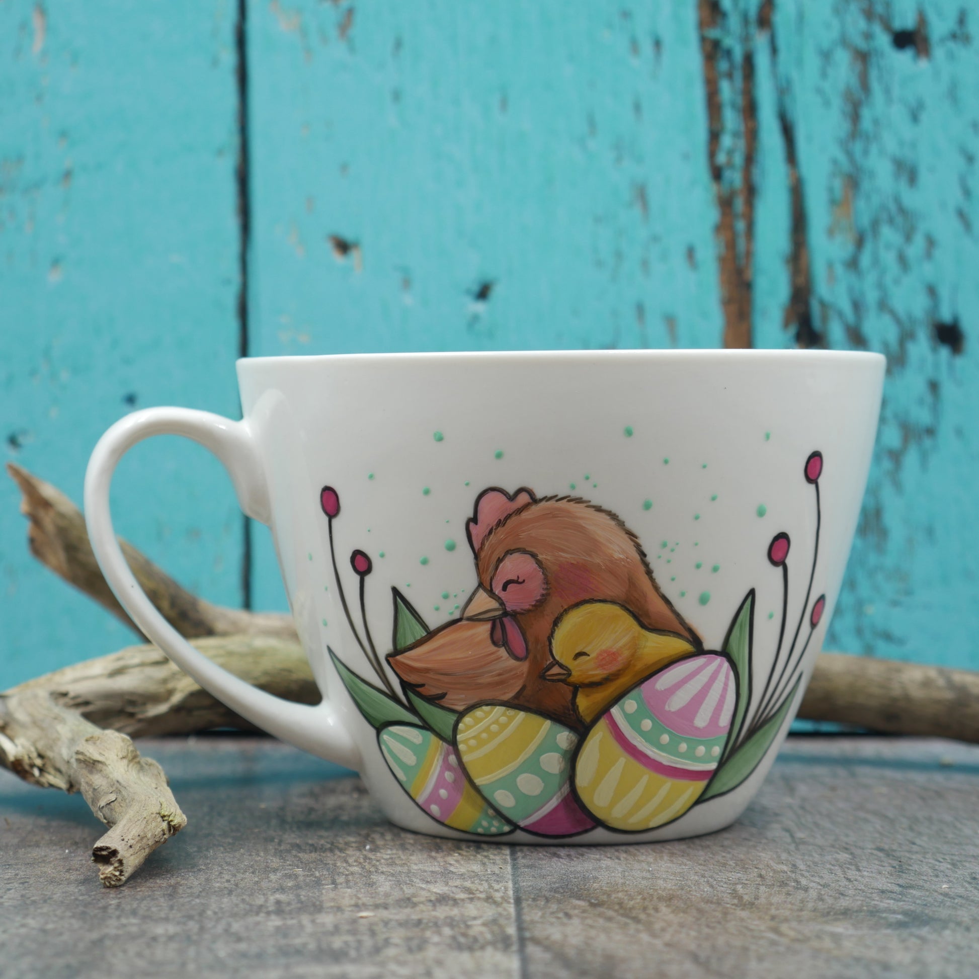 Grande tasse maman poule avec oeufs de Pâques peint à la main – chewie et  ses créations